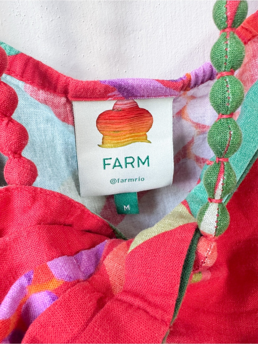 FARM Rio Colorful Floral Beaded Strap Top- Red, Green, Purple